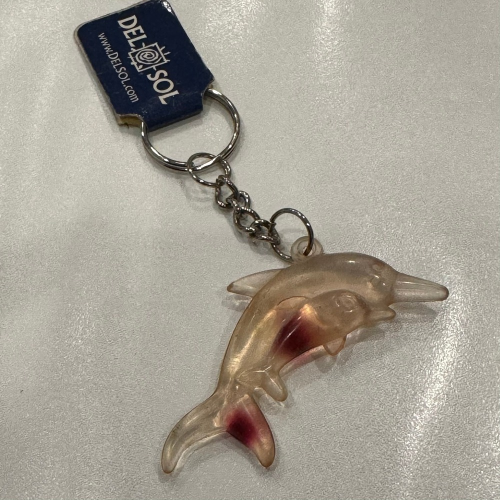 Del Sol Dolphin Mom Baby Keychain Translucent Multi Color‎ Charm
